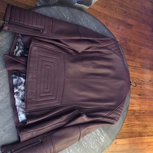 Burgundy leather motorcycle jacket size 3x